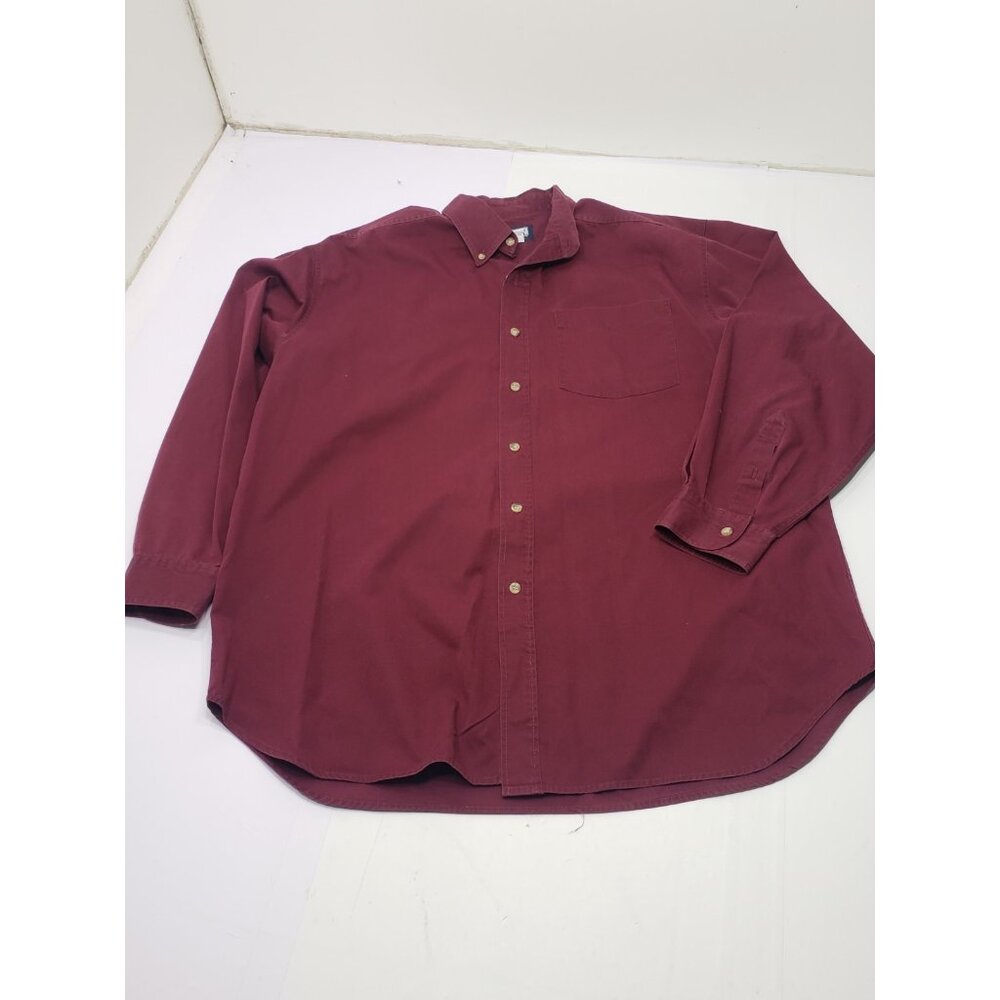 Premier International For Men XL Maroon Button Up Long Sleeve Shirt Pre Owned